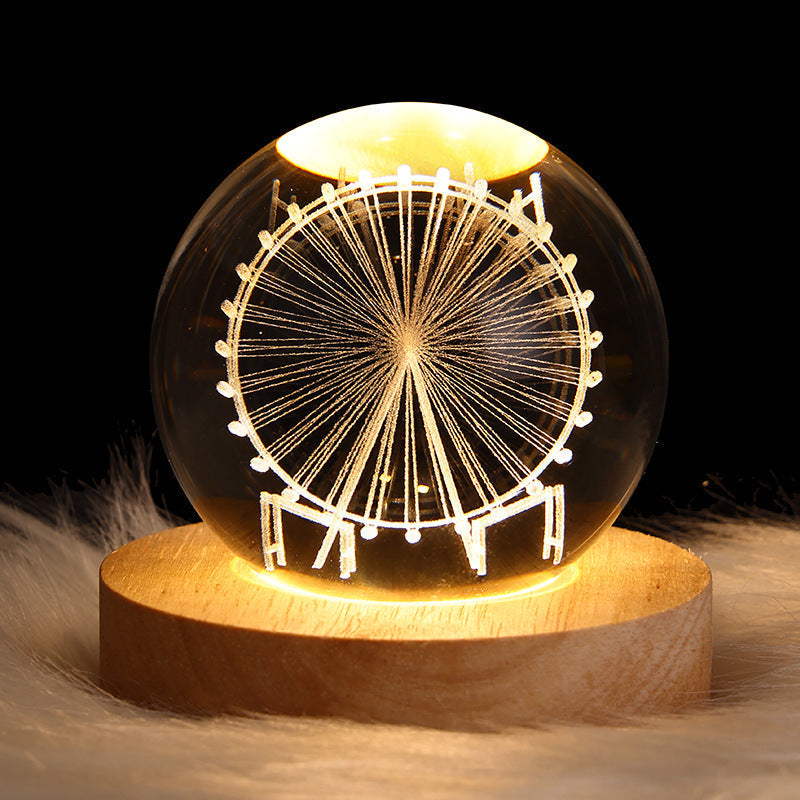 Pirena – LED-Glaskugel-Tischlampe mit Weltraum-Muster