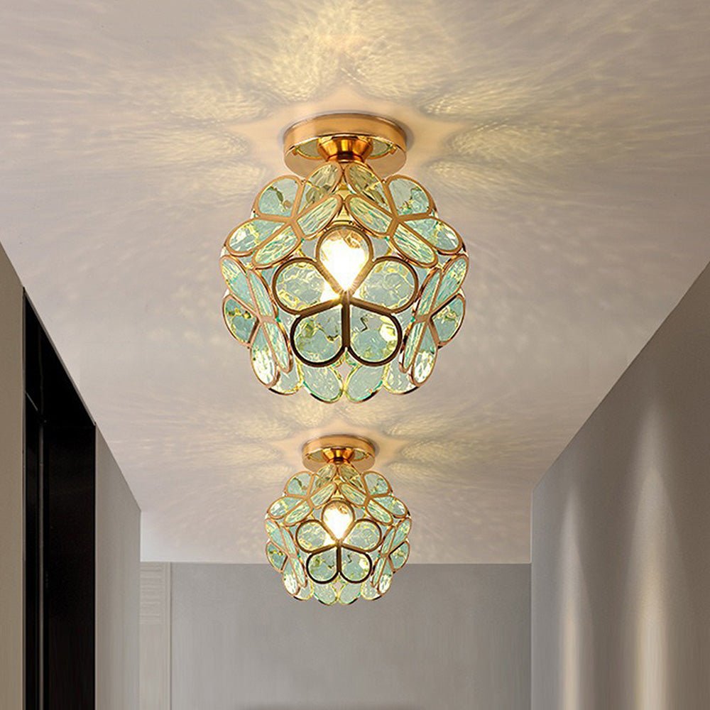 FloraLicht – Stilvolle Glas-Deckenleuchte im Blumen-Design für Flure