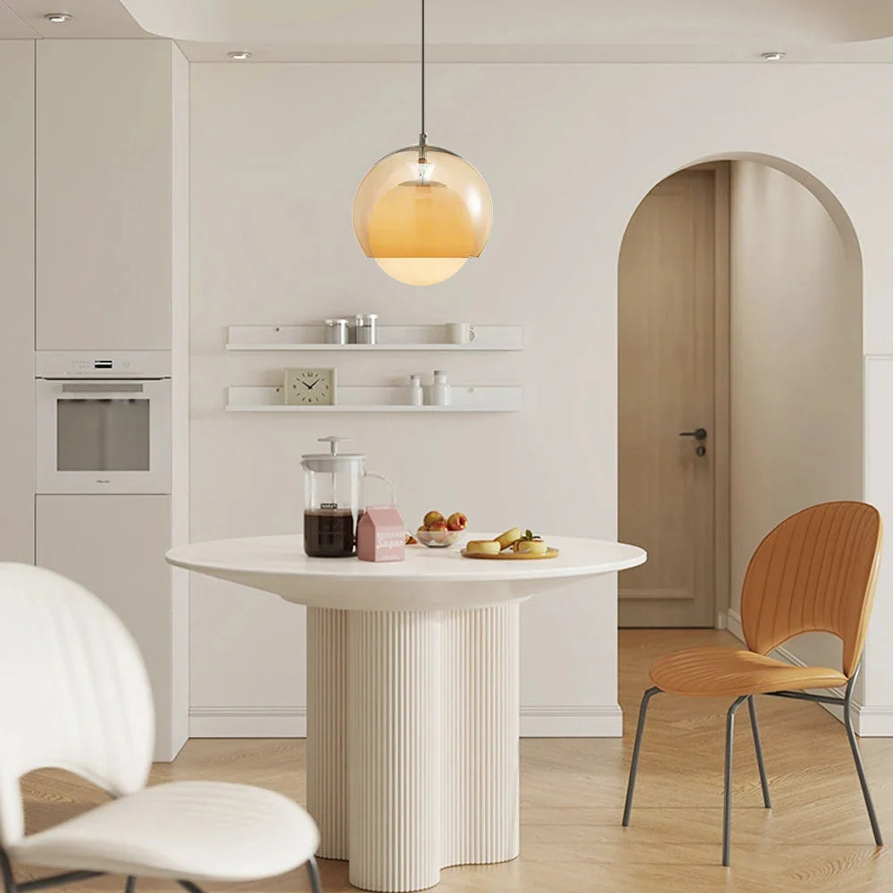 Yaori – Orangefarbene Retro Bauhaus-Pendelleuchte