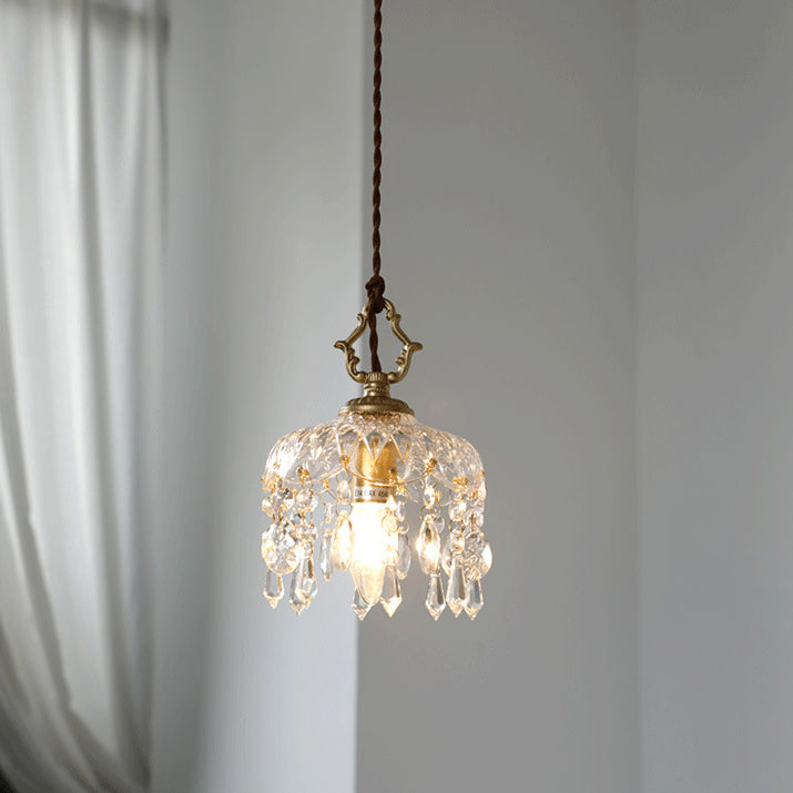 Amy – Französische Vintage-Kristall-Wandlampe