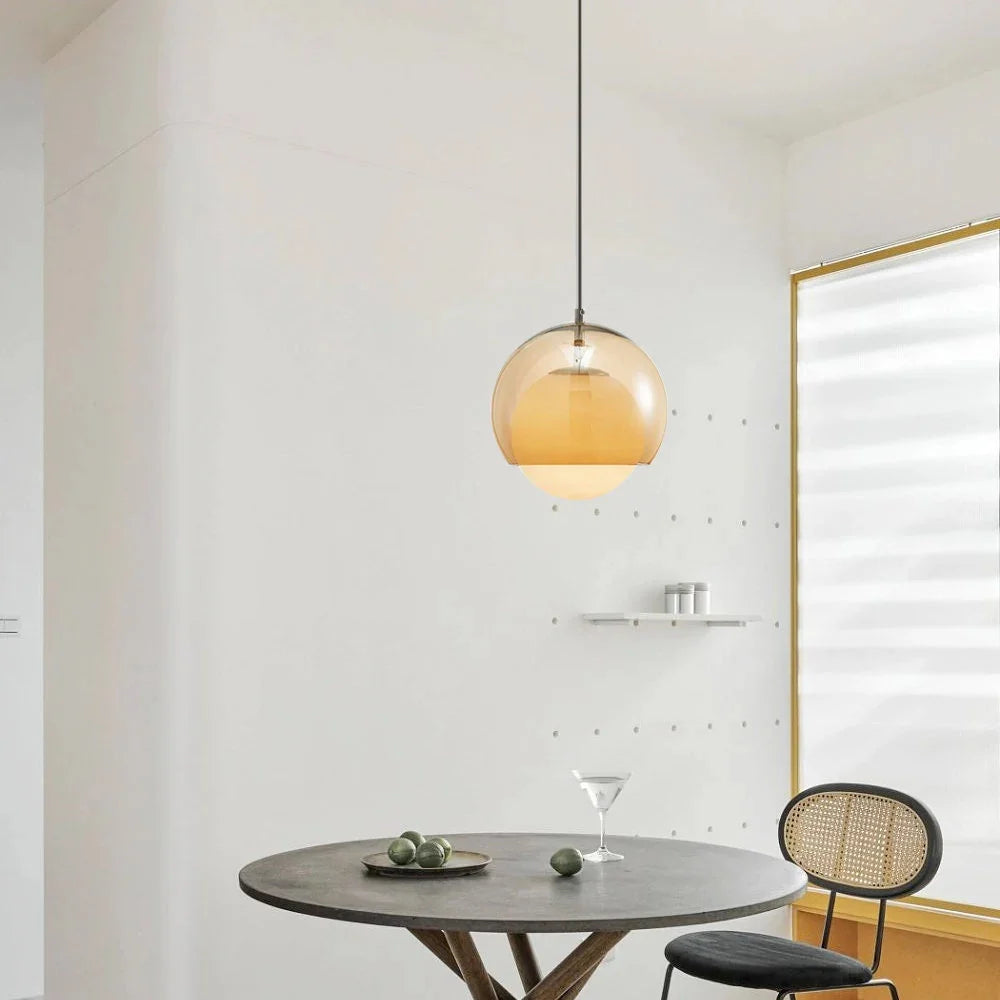 Yaori – Orangefarbene Retro Bauhaus-Pendelleuchte