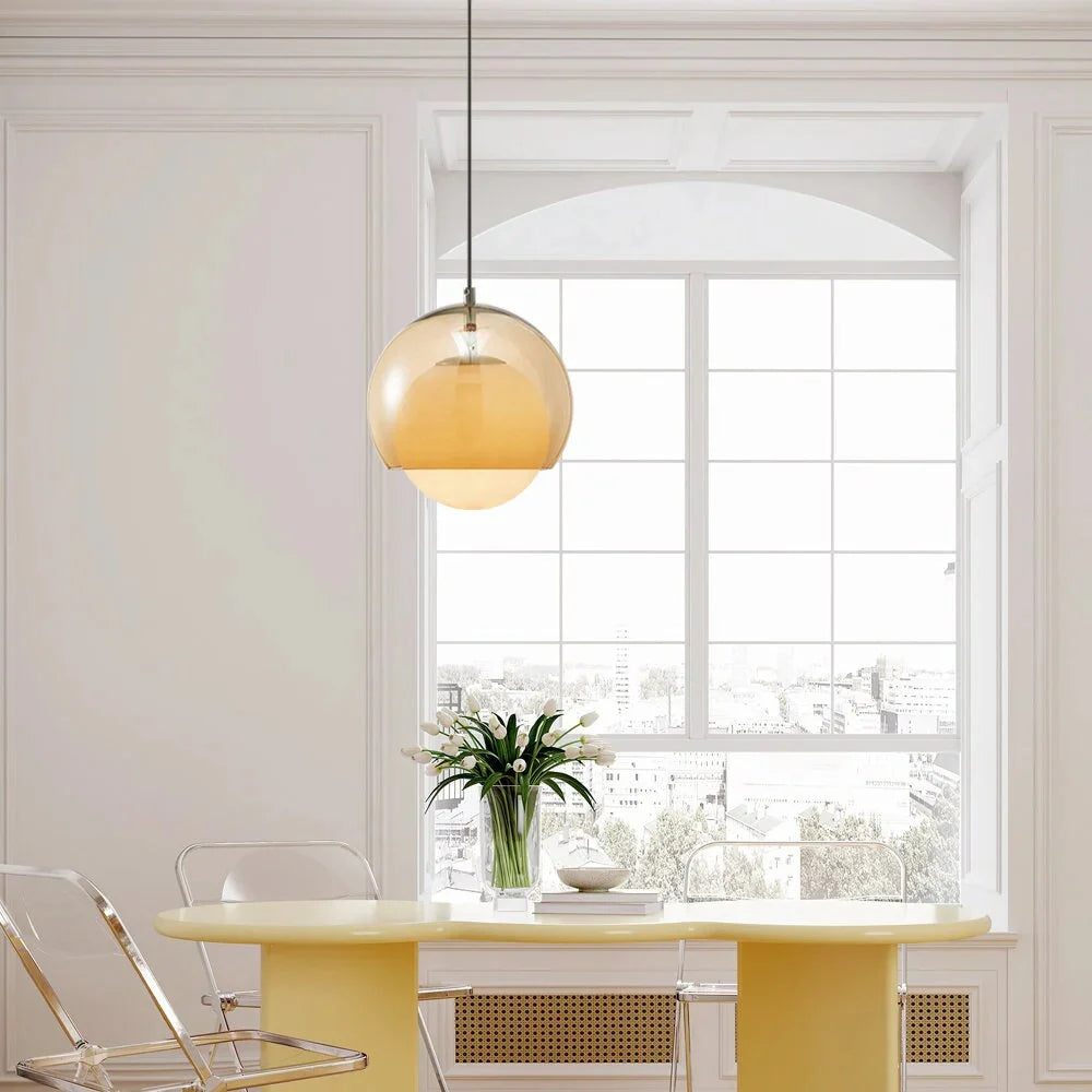 Yaori – Orangefarbene Retro Bauhaus-Pendelleuchte