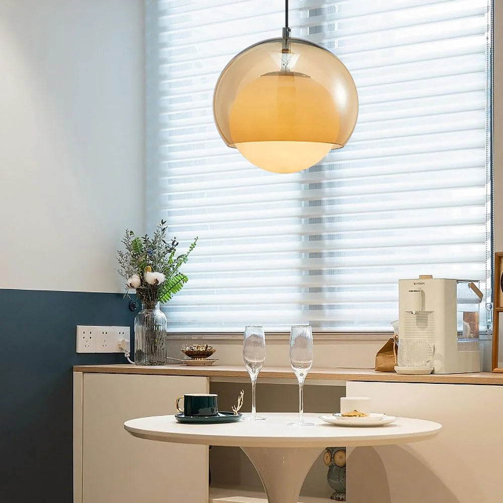 Yaori – Orangefarbene Retro Bauhaus-Pendelleuchte