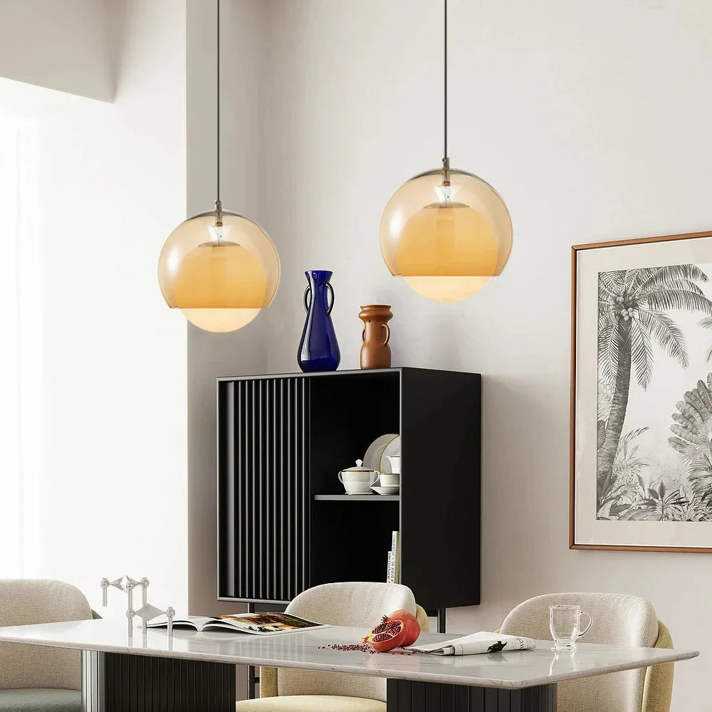 Yaori – Orangefarbene Retro Bauhaus-Pendelleuchte