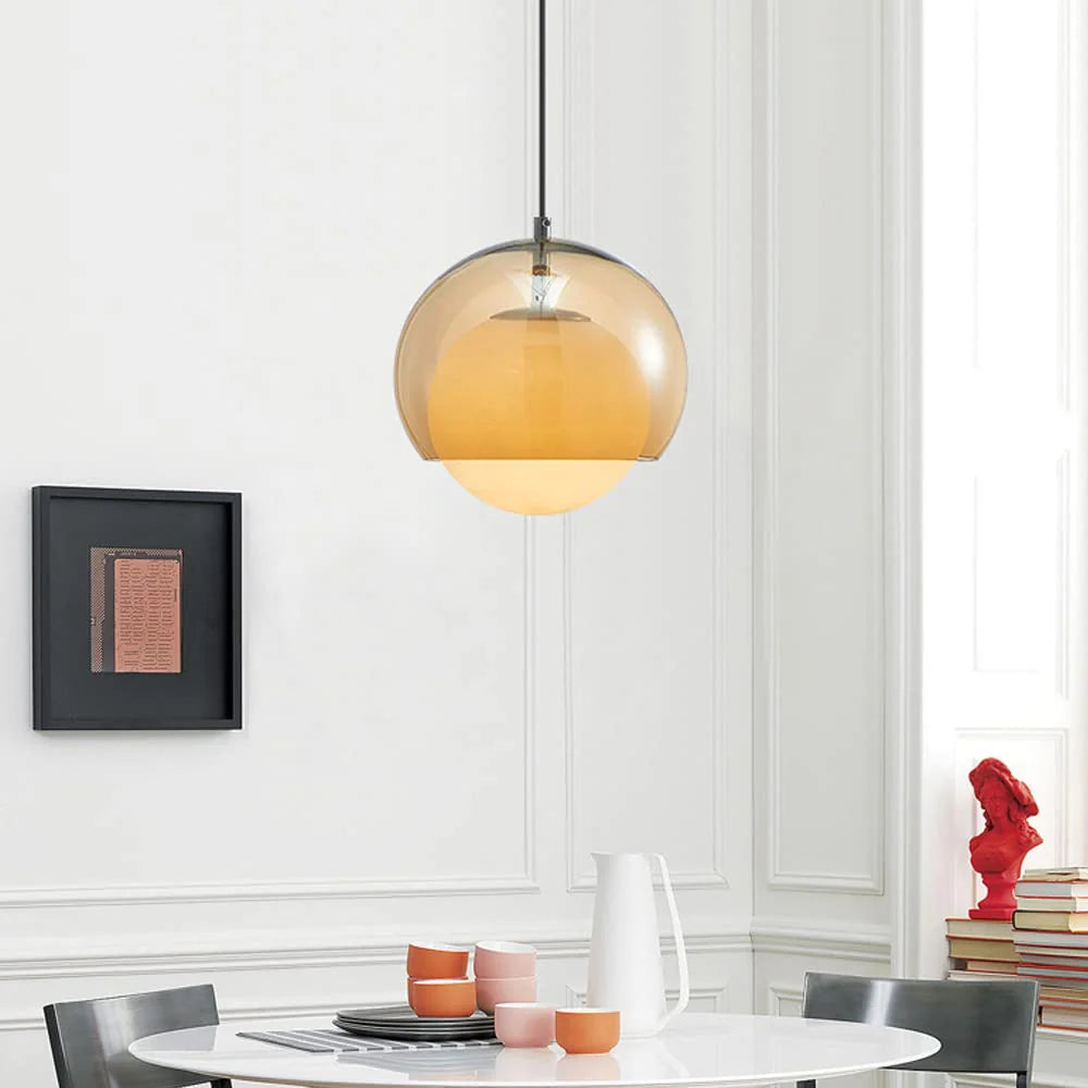 Yaori – Orangefarbene Retro Bauhaus-Pendelleuchte