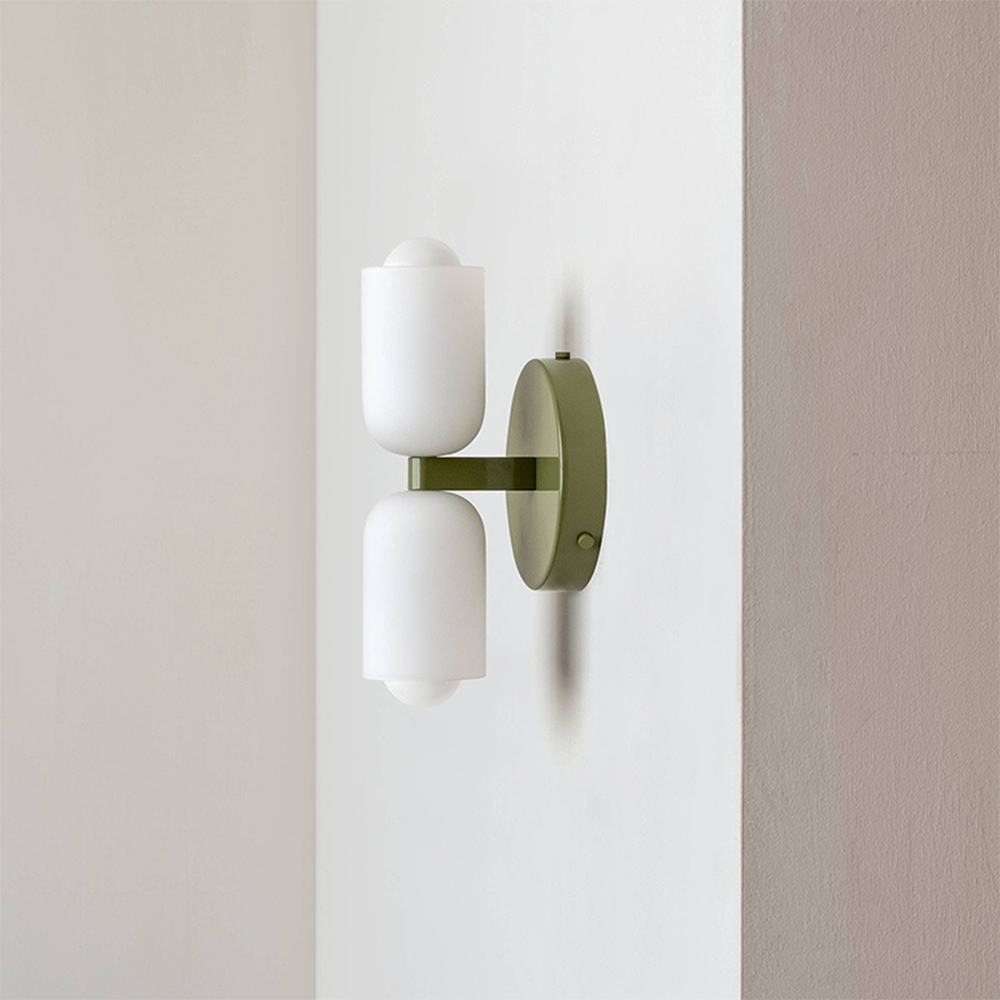 Elodie – Moderne cremefarbene Wandlampe mit zwei Köpfen