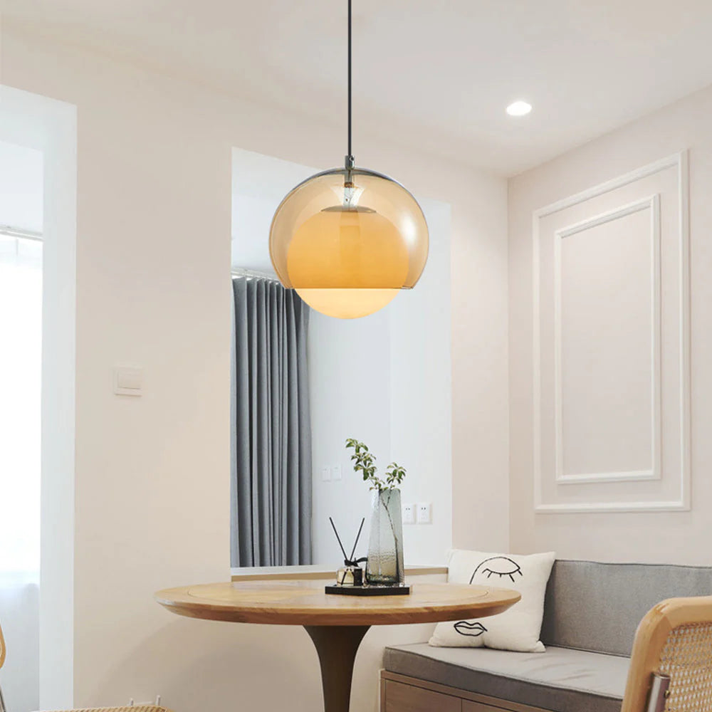 Yaori – Orangefarbene Retro Bauhaus-Pendelleuchte