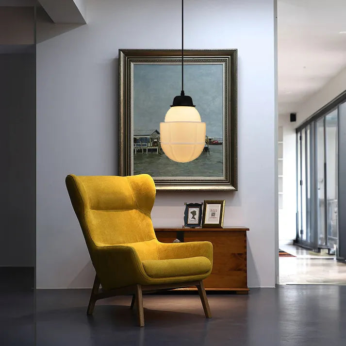 Liv – Vintage Weiße Milchglas Geometrische Pendelleuchte