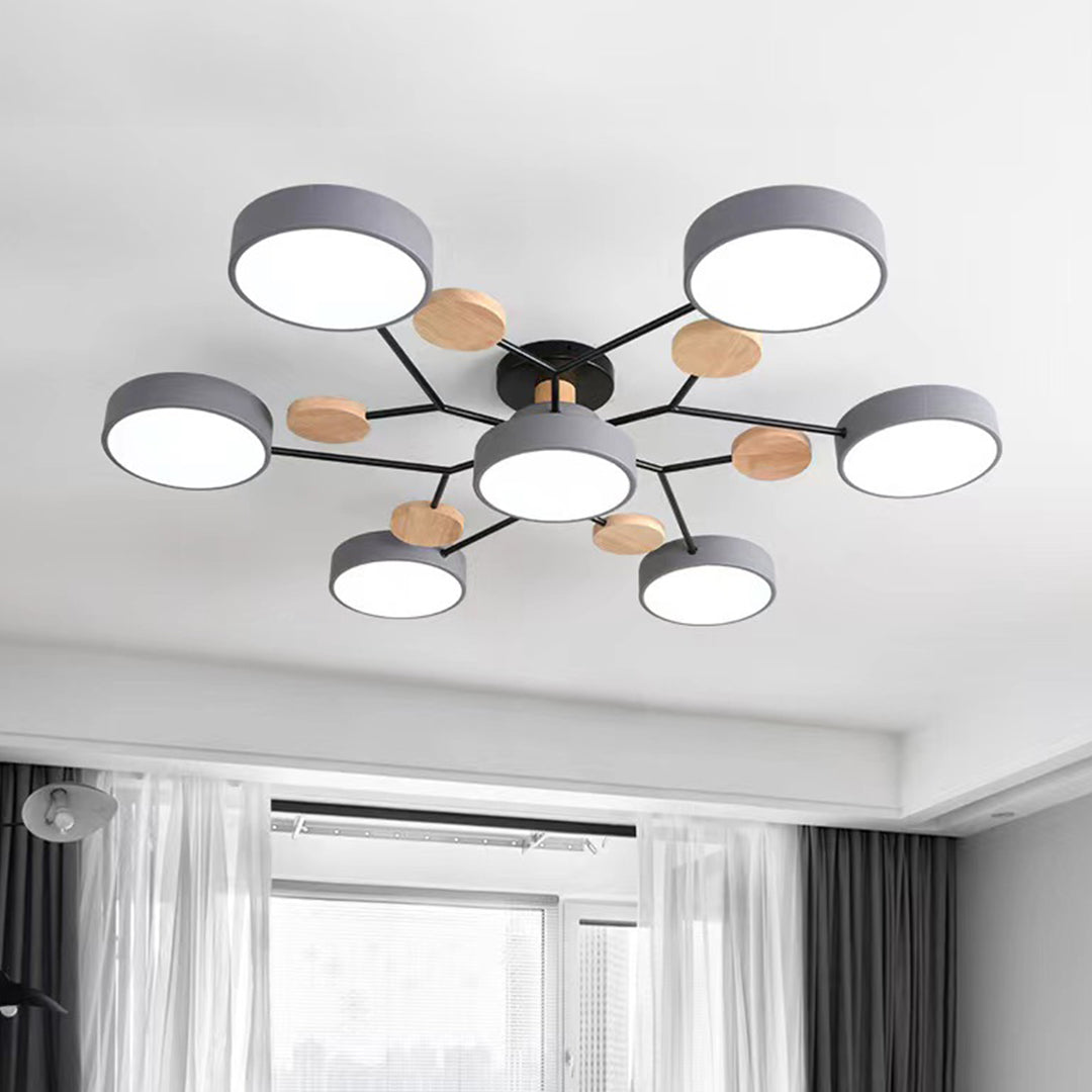Lina – Kunstvolle Deckenlampe aus Metall und Holz