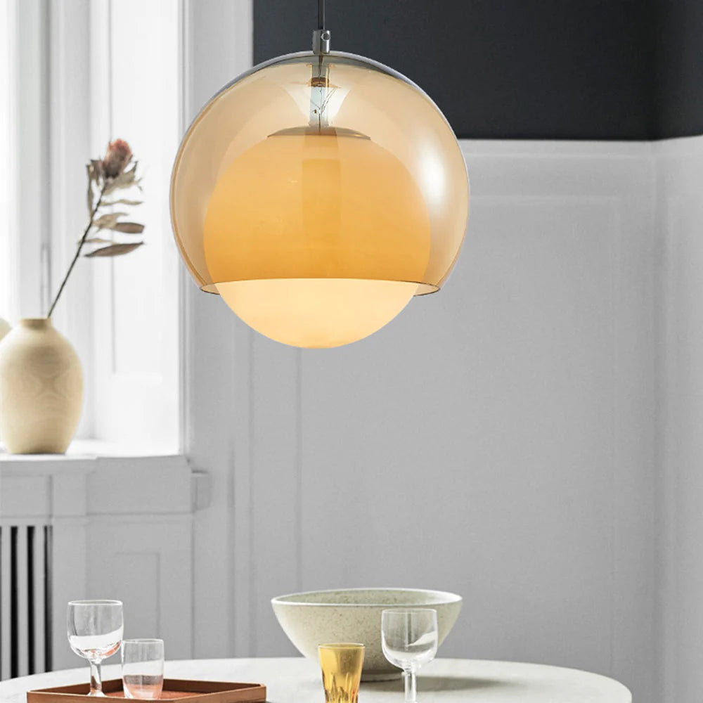 Yaori – Orangefarbene Retro Bauhaus-Pendelleuchte