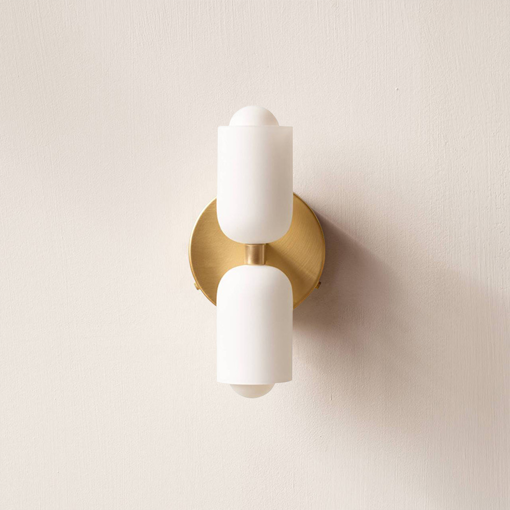 Elodie – Moderne cremefarbene Wandlampe mit zwei Köpfen