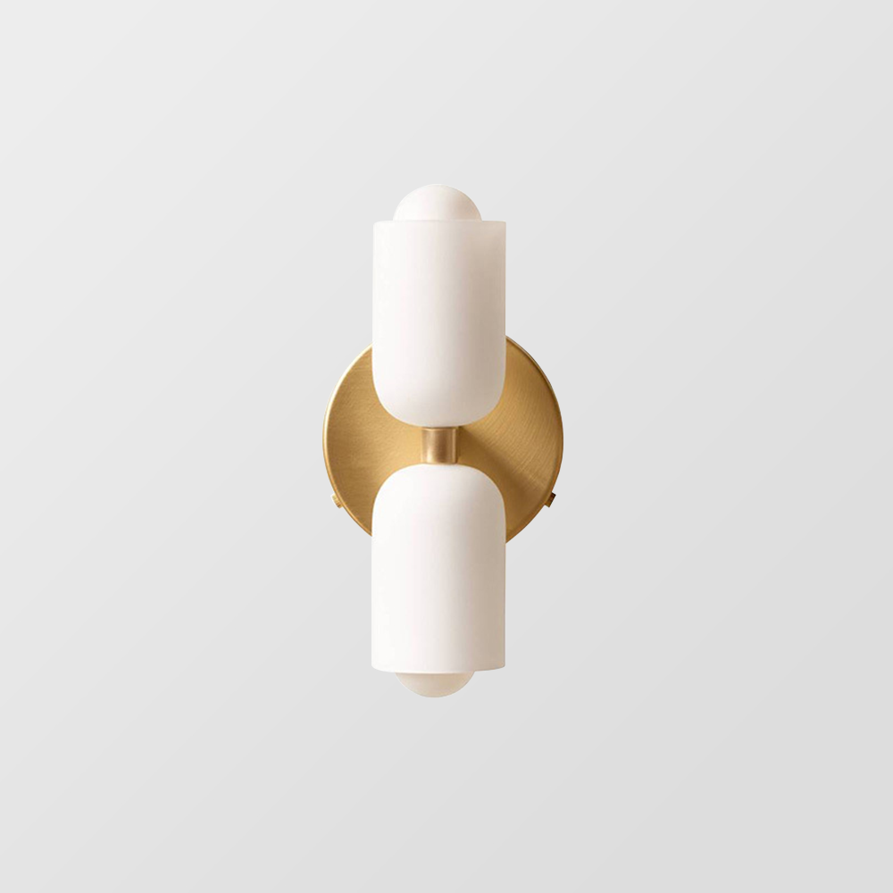 Elodie – Moderne cremefarbene Wandlampe mit zwei Köpfen