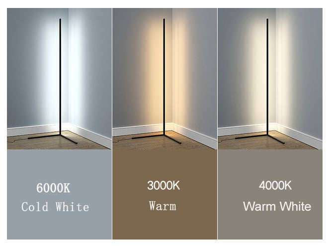 Minimalistische LED-Stehlampe für Ecken mit Farbwechsel
