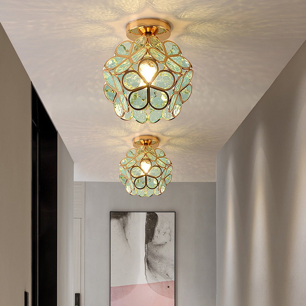 FloraLicht – Stilvolle Glas-Deckenleuchte im Blumen-Design für Flure