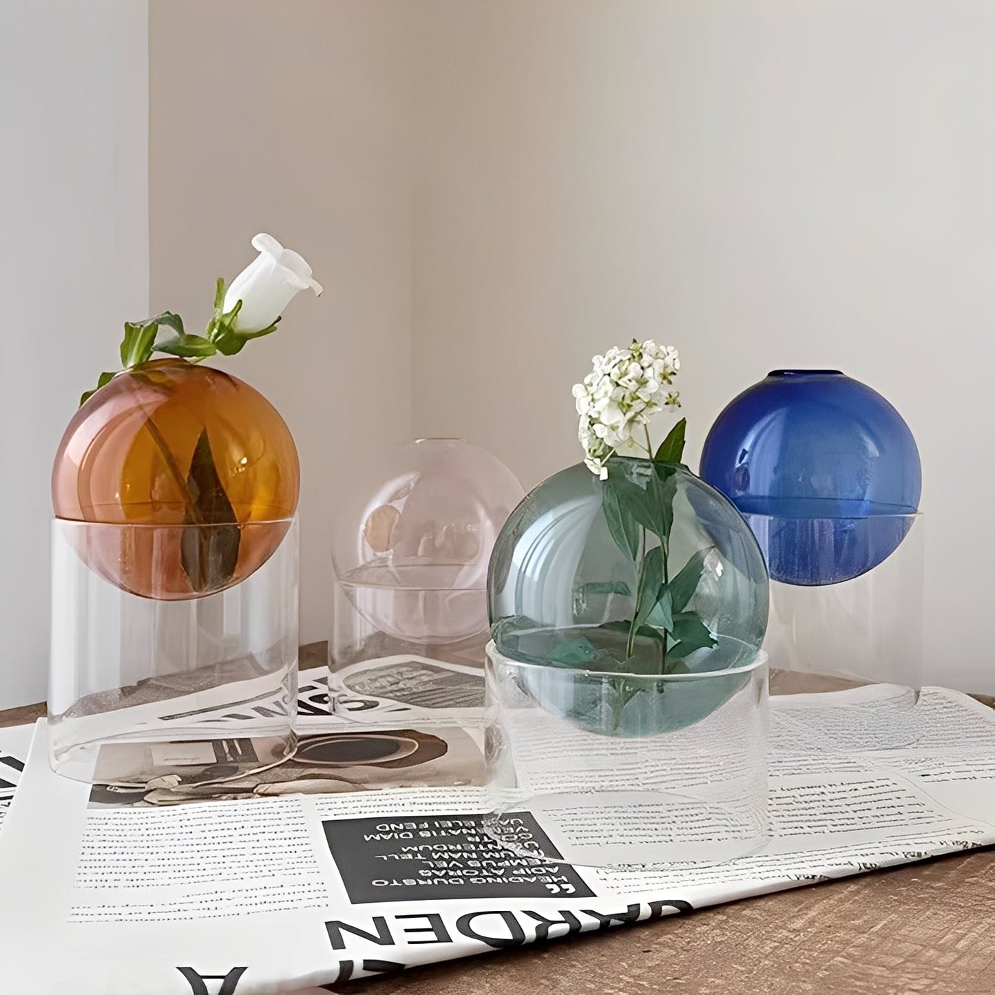 Amira – Farbige Glas Kugelvase Deko