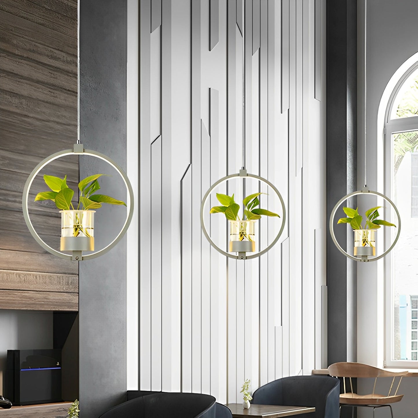 Noemi – Runde LED-Hängelampe mit Pflanzen-Design