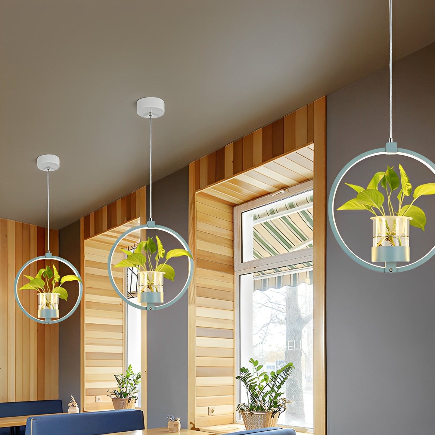 Noemi – Runde LED-Hängelampe mit Pflanzen-Design