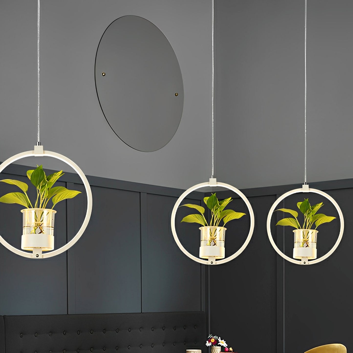 Noemi – Runde LED-Hängelampe mit Pflanzen-Design