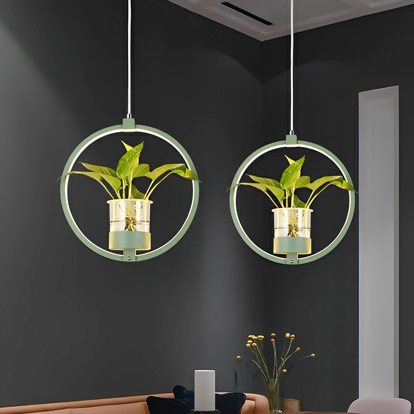 Noemi – Runde LED-Hängelampe mit Pflanzen-Design