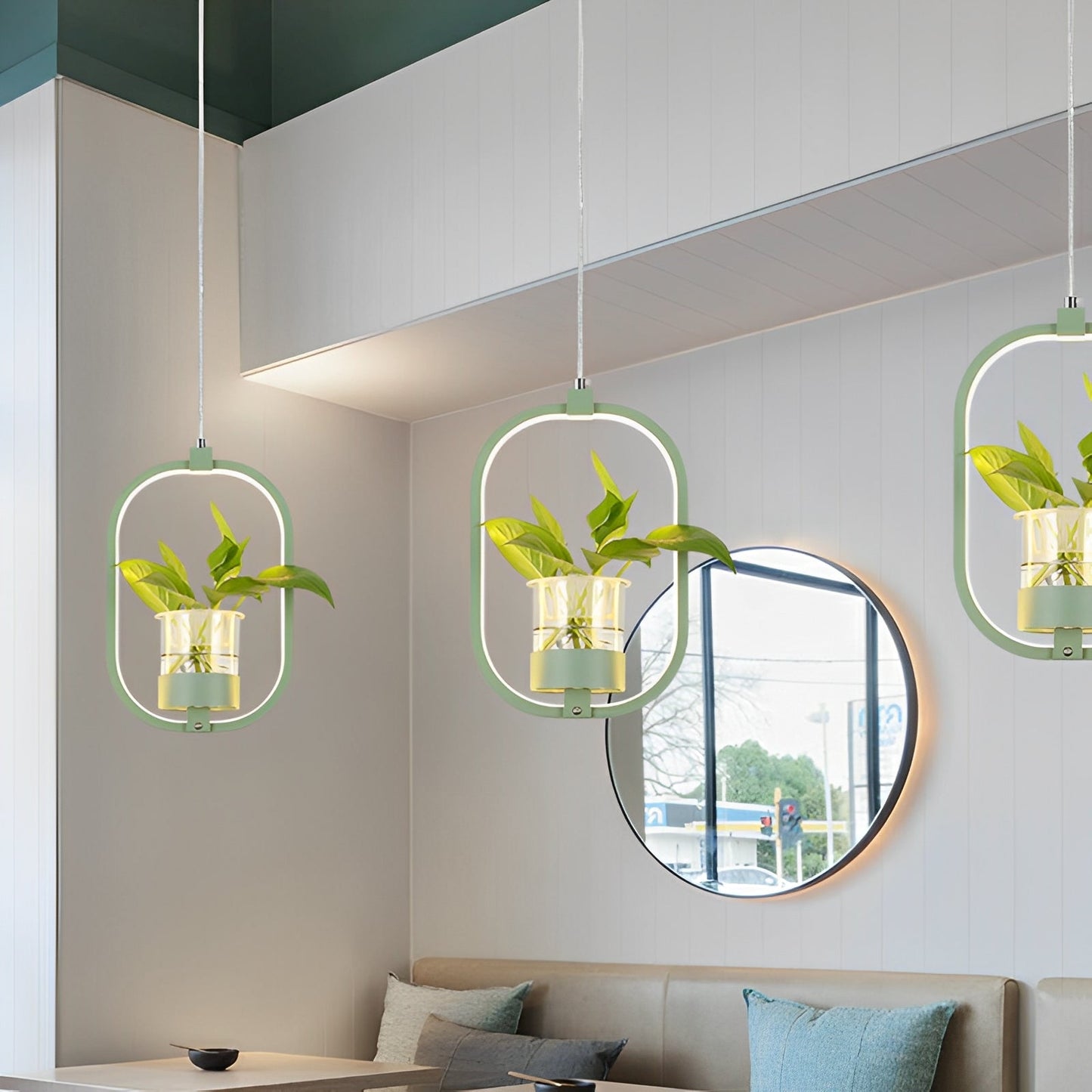 Noemi – Runde LED-Hängelampe mit Pflanzen-Design