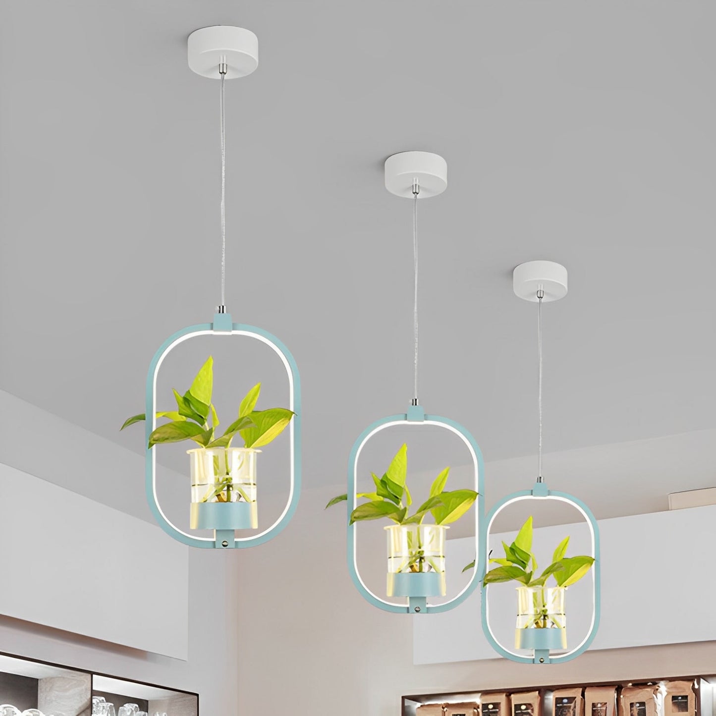 Noemi – Runde LED-Hängelampe mit Pflanzen-Design