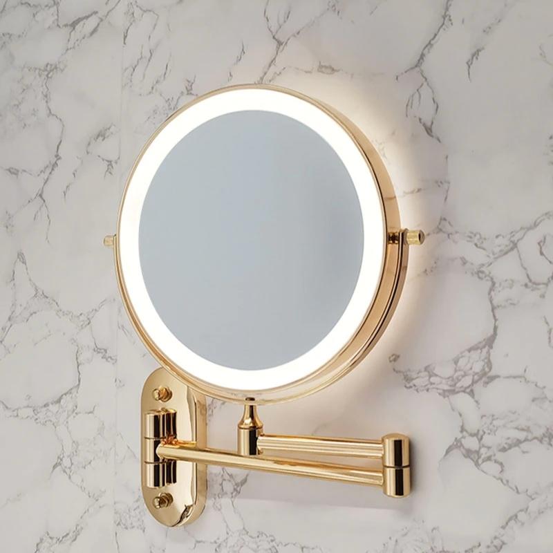 LuxMirror – Goldener LED-Kosmetikspiegel mit Akku & Vergrößerung