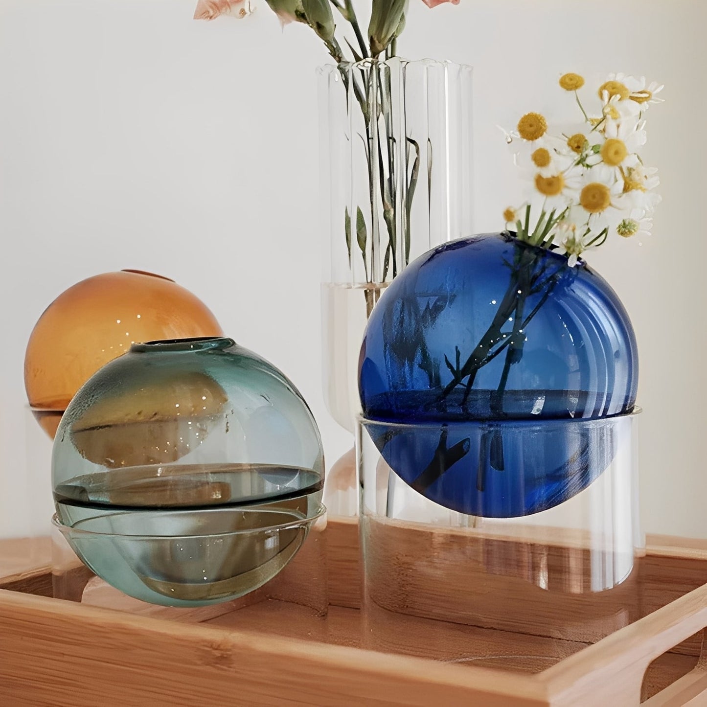 Amira – Farbige Glas Kugelvase Deko