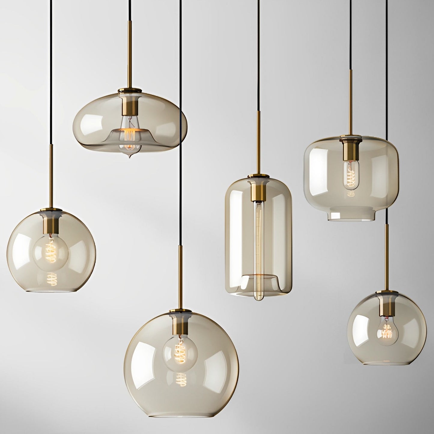 Isadora – Hängelampe aus Cognacglas im modernen Stil