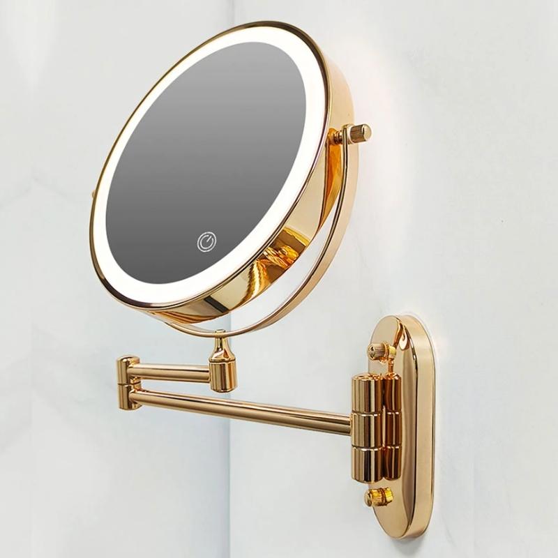 LuxMirror – Goldener LED-Kosmetikspiegel mit Akku & Vergrößerung