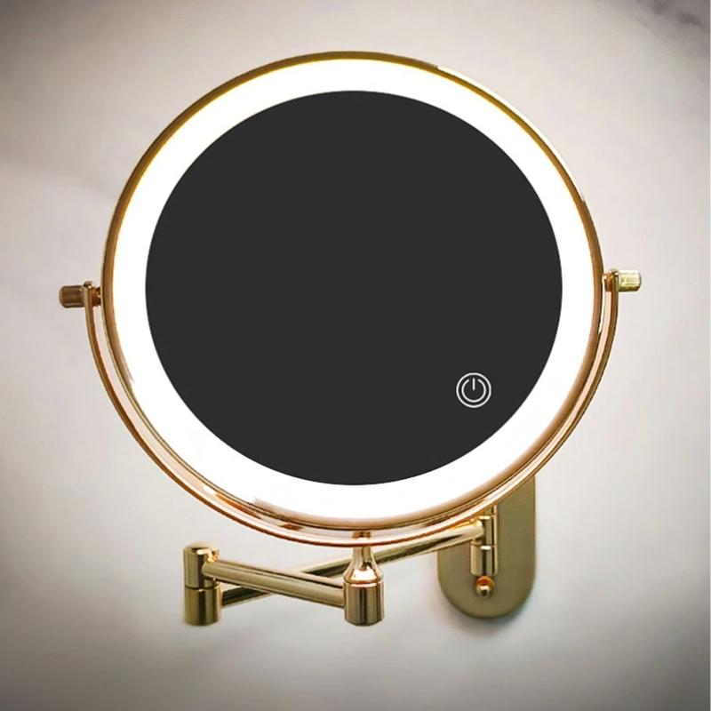 LuxMirror – Goldener LED-Kosmetikspiegel mit Akku & Vergrößerung