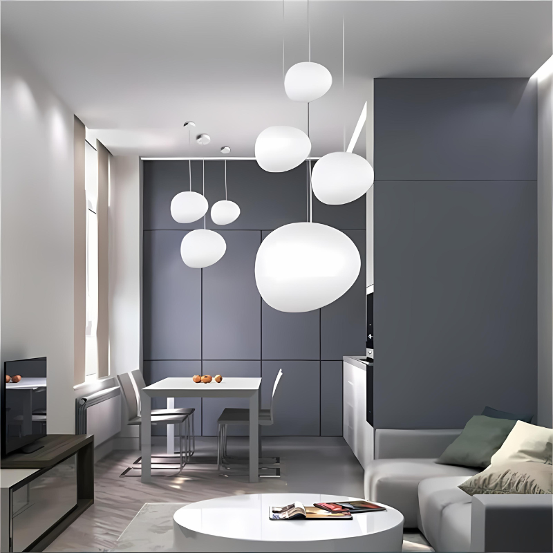 Elina – Hängelampe mit Glas-Kiesel-Design für elegante Lichtakzente