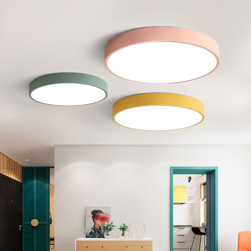 ElyGlow – Runde Deckenleuchte in Rosa und Grau für moderne Räume