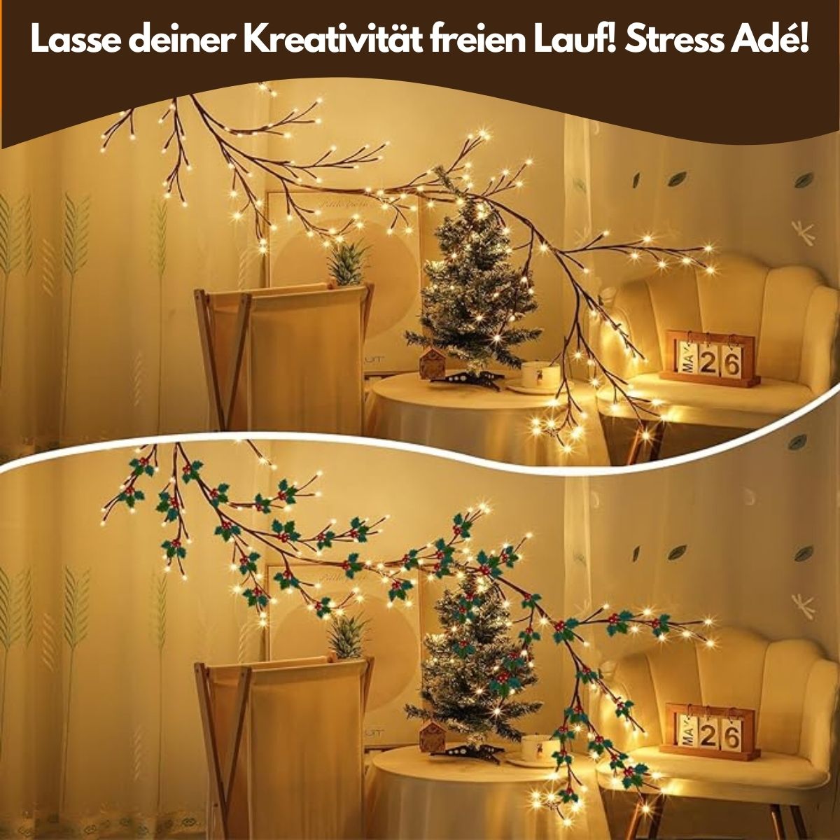 VinoLichter – Romantische LED-Lichterkette im Rebenstil