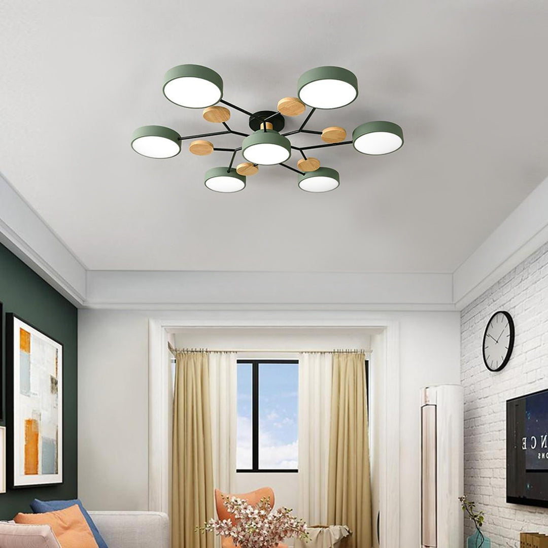 Lina – Kunstvolle Deckenlampe aus Metall und Holz