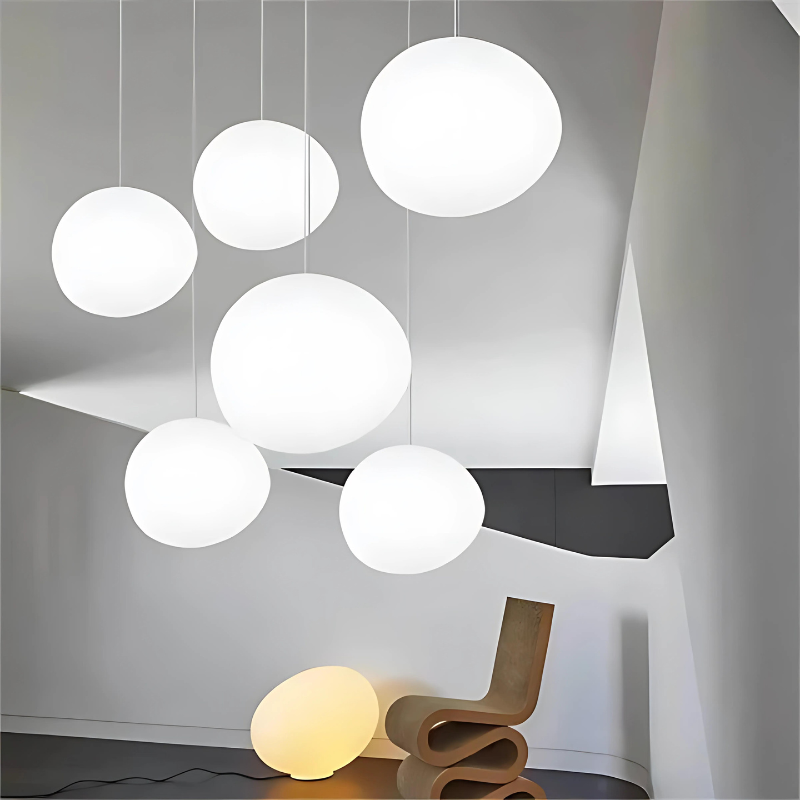 Elina – Hängelampe mit Glas-Kiesel-Design für elegante Lichtakzente