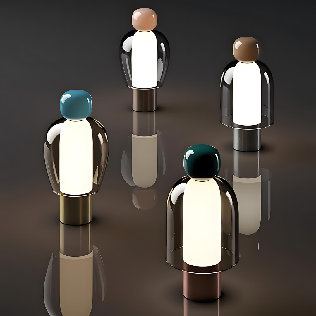 Claria – Dimm- und aufladbare LED-Glas-Tischlampe für moderne Wohnakzente