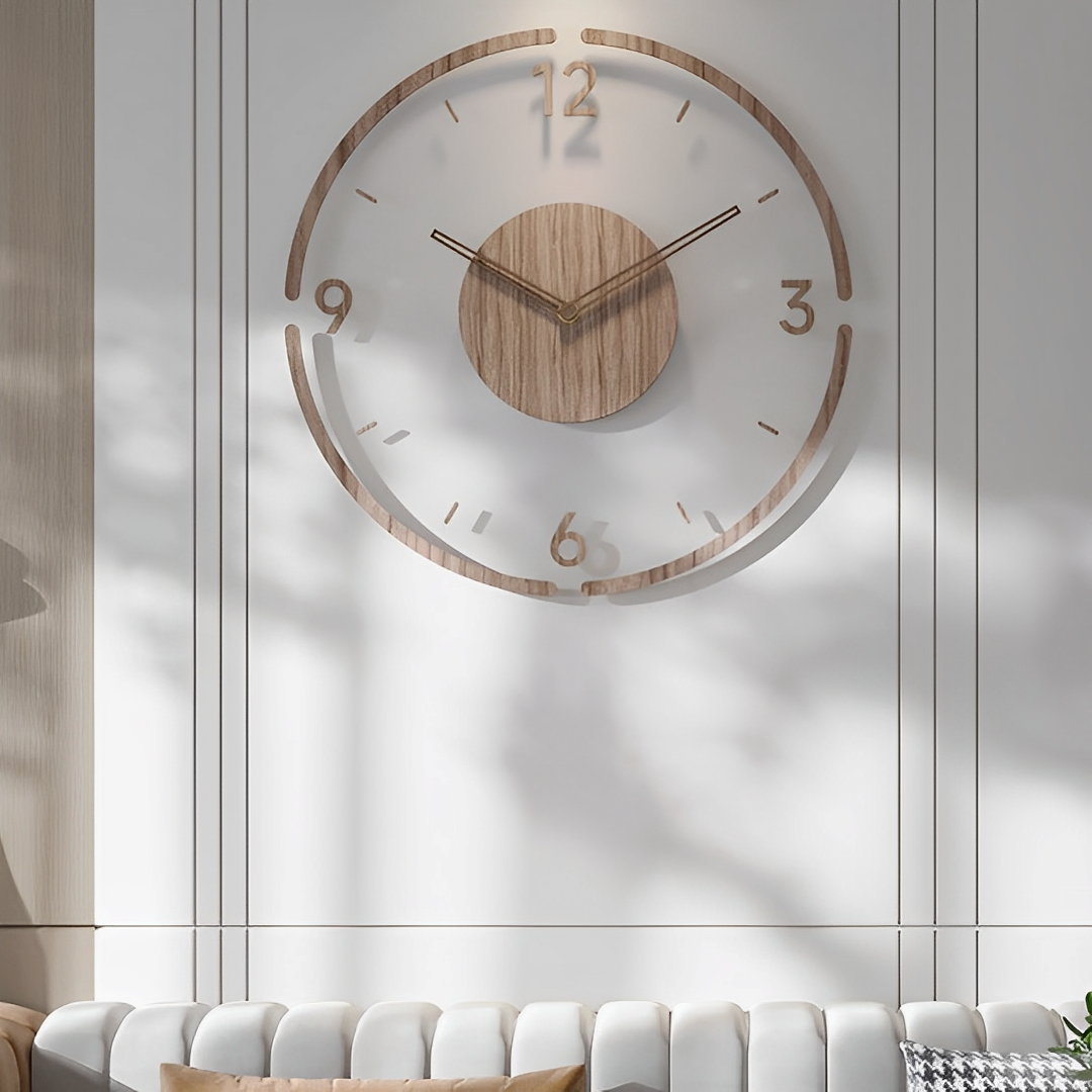 Norda – Einfach gestaltete Wanduhr aus echtem Holz im nordischen Stil