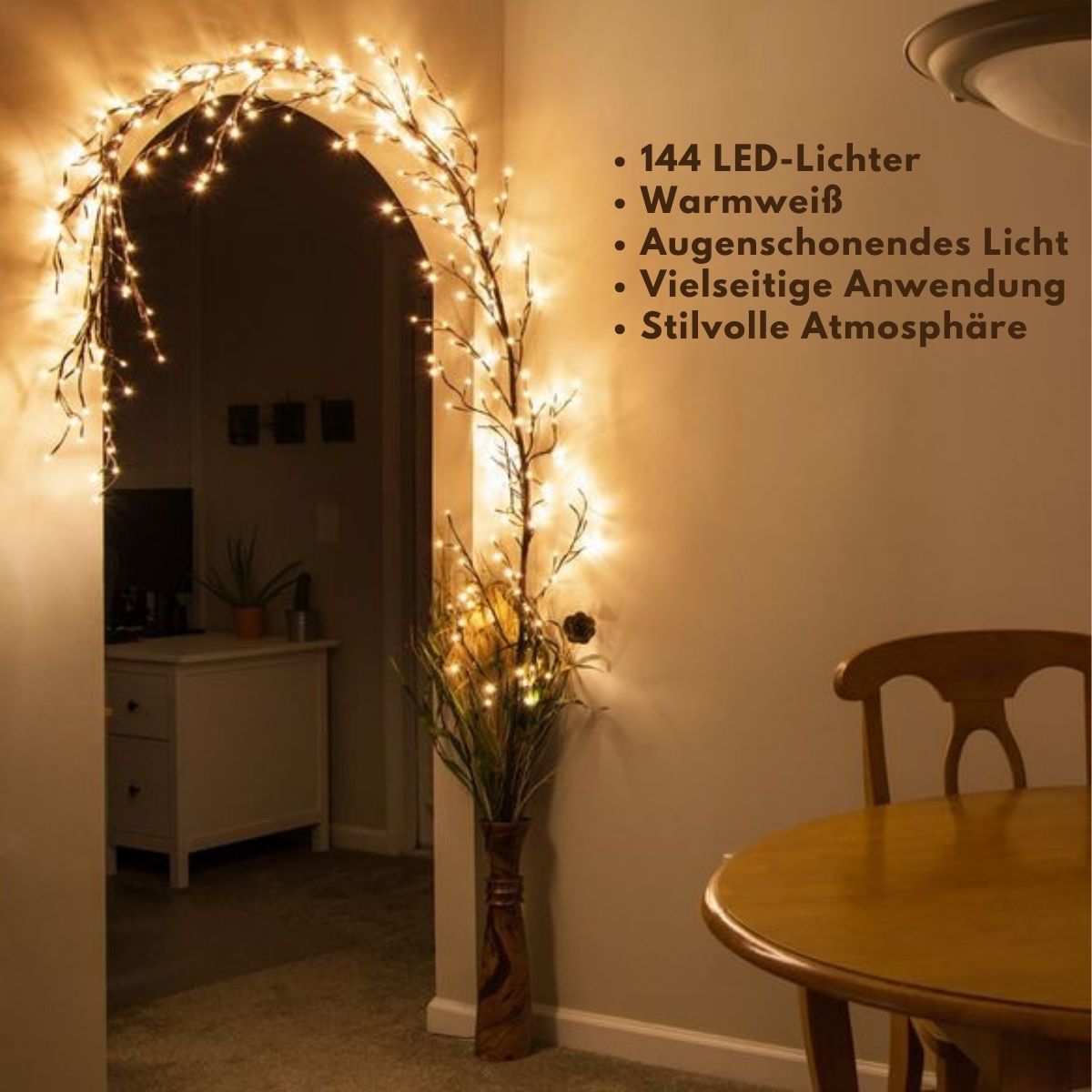 VinoLichter – Romantische LED-Lichterkette im Rebenstil