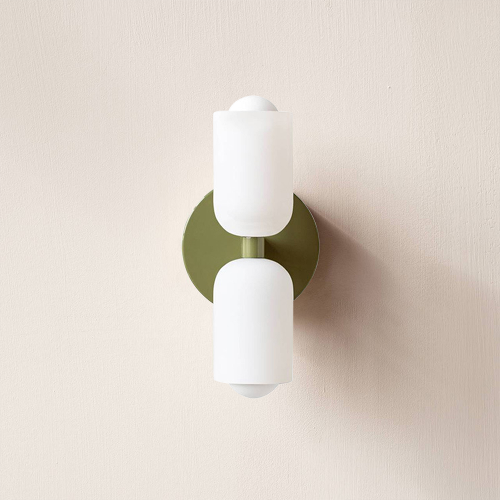 Elodie – Moderne cremefarbene Wandlampe mit zwei Köpfen