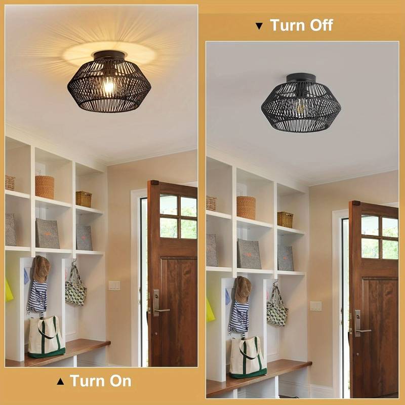 EthnoGlow – Boho-Chic Plafonnier mit handgewebtem Muster