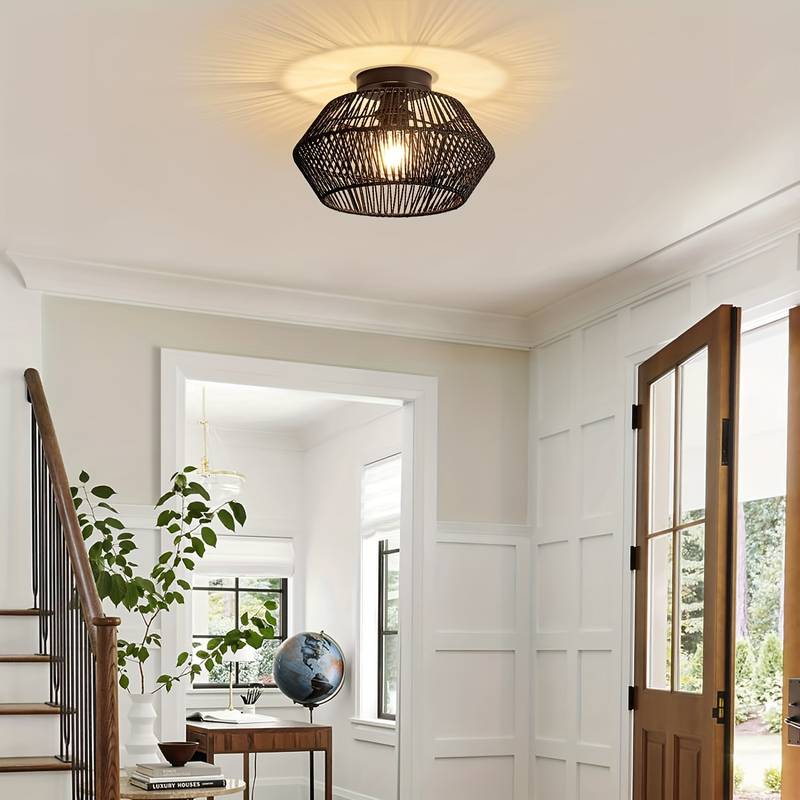 EthnoGlow – Boho-Chic Plafonnier mit handgewebtem Muster