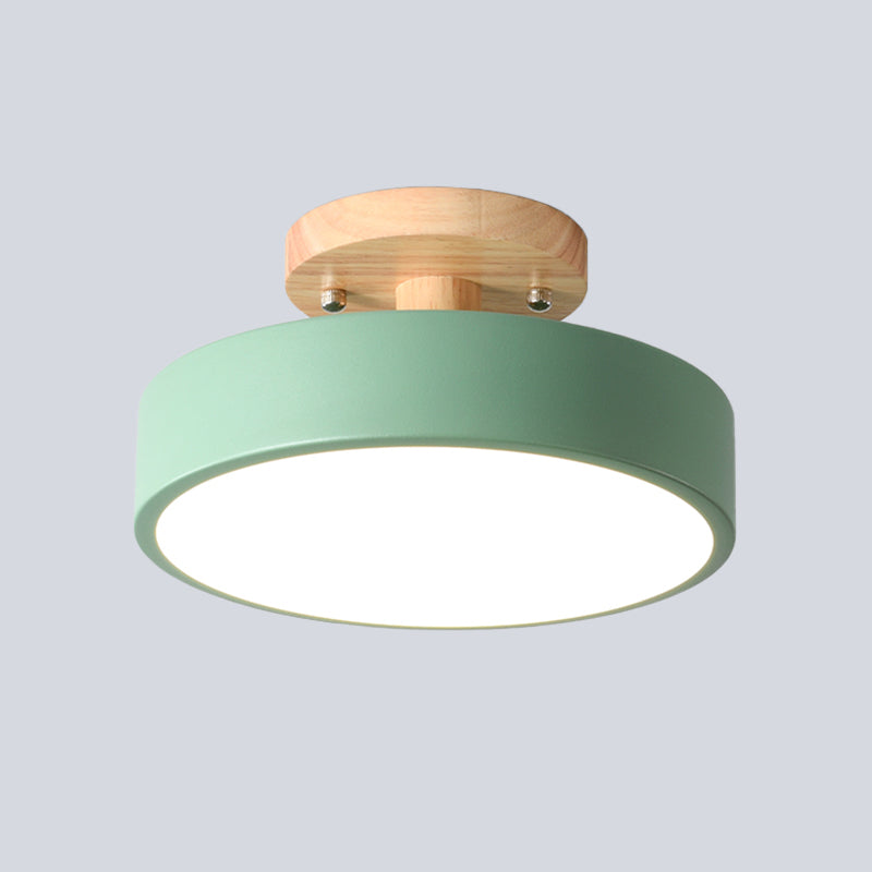 Lunira – Bunte Eisen-Deckenlampe mit Holzelement