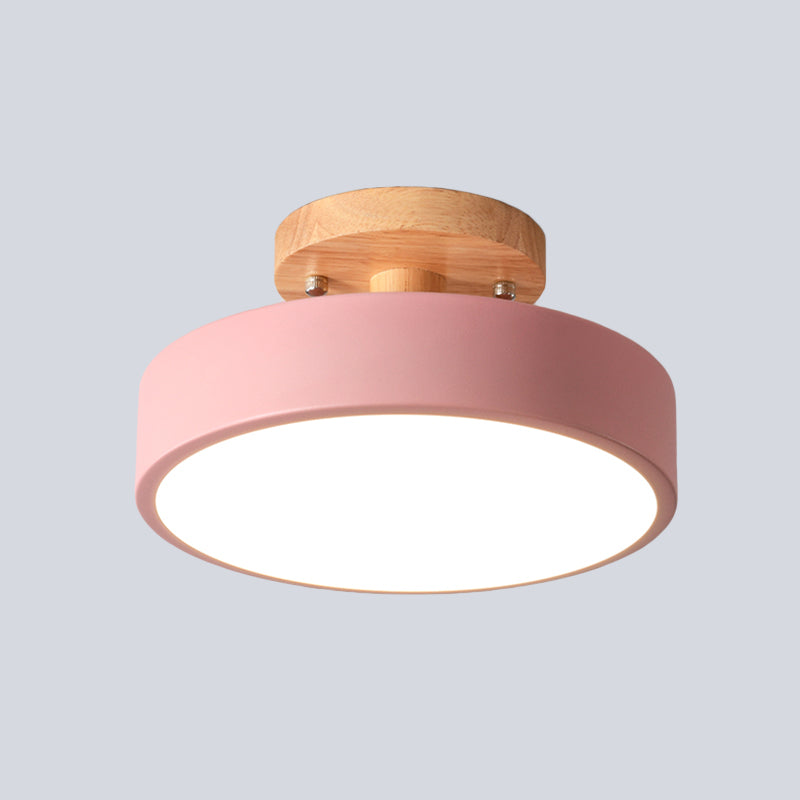 Lunira – Bunte Eisen-Deckenlampe mit Holzelement