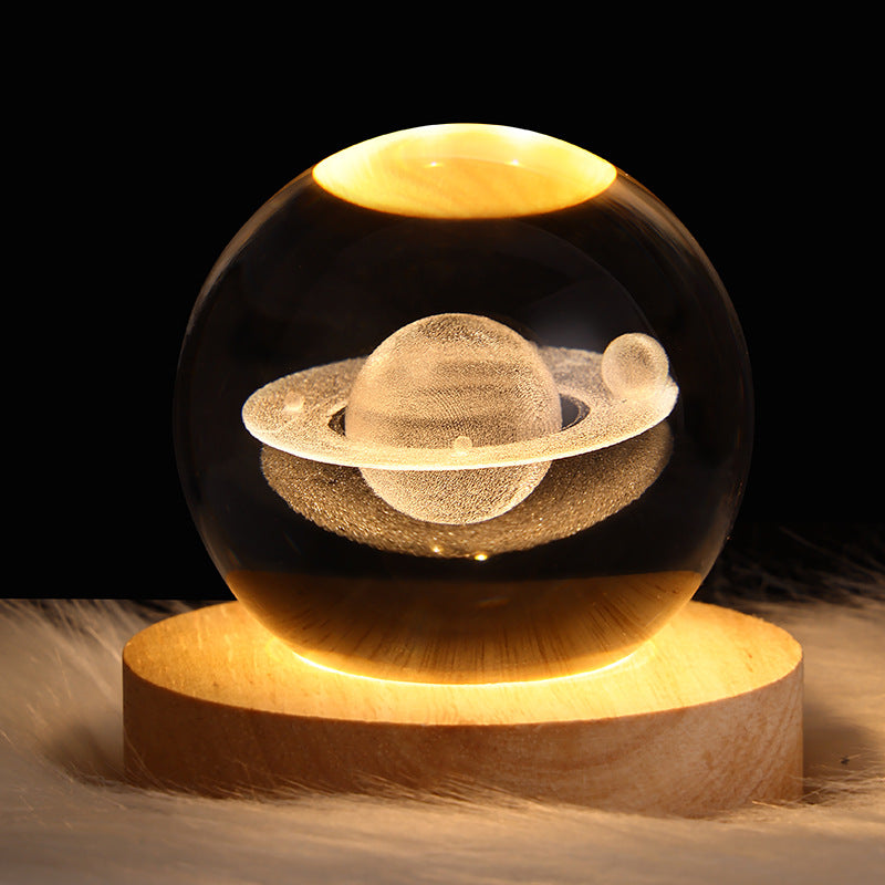 Pirena – LED-Glaskugel-Tischlampe mit Weltraum-Muster