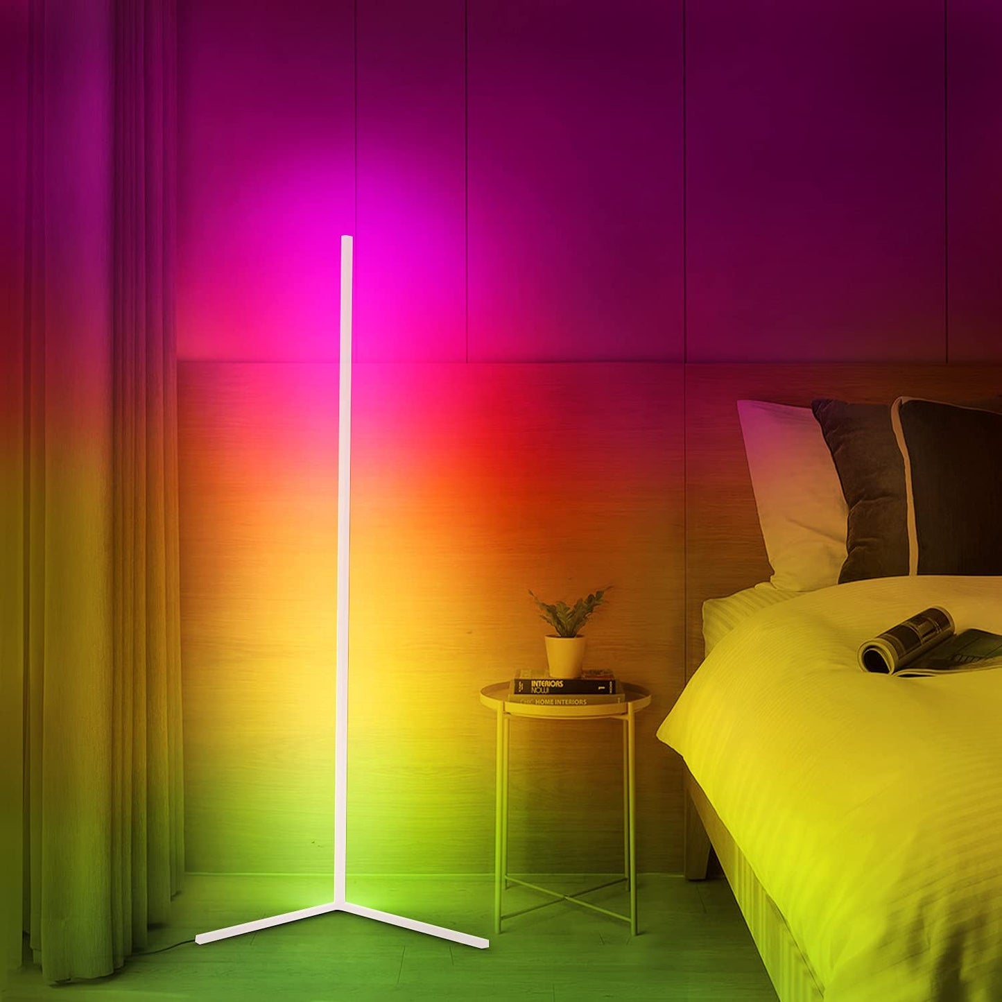 Minimalistische LED-Stehlampe für Ecken mit Farbwechsel