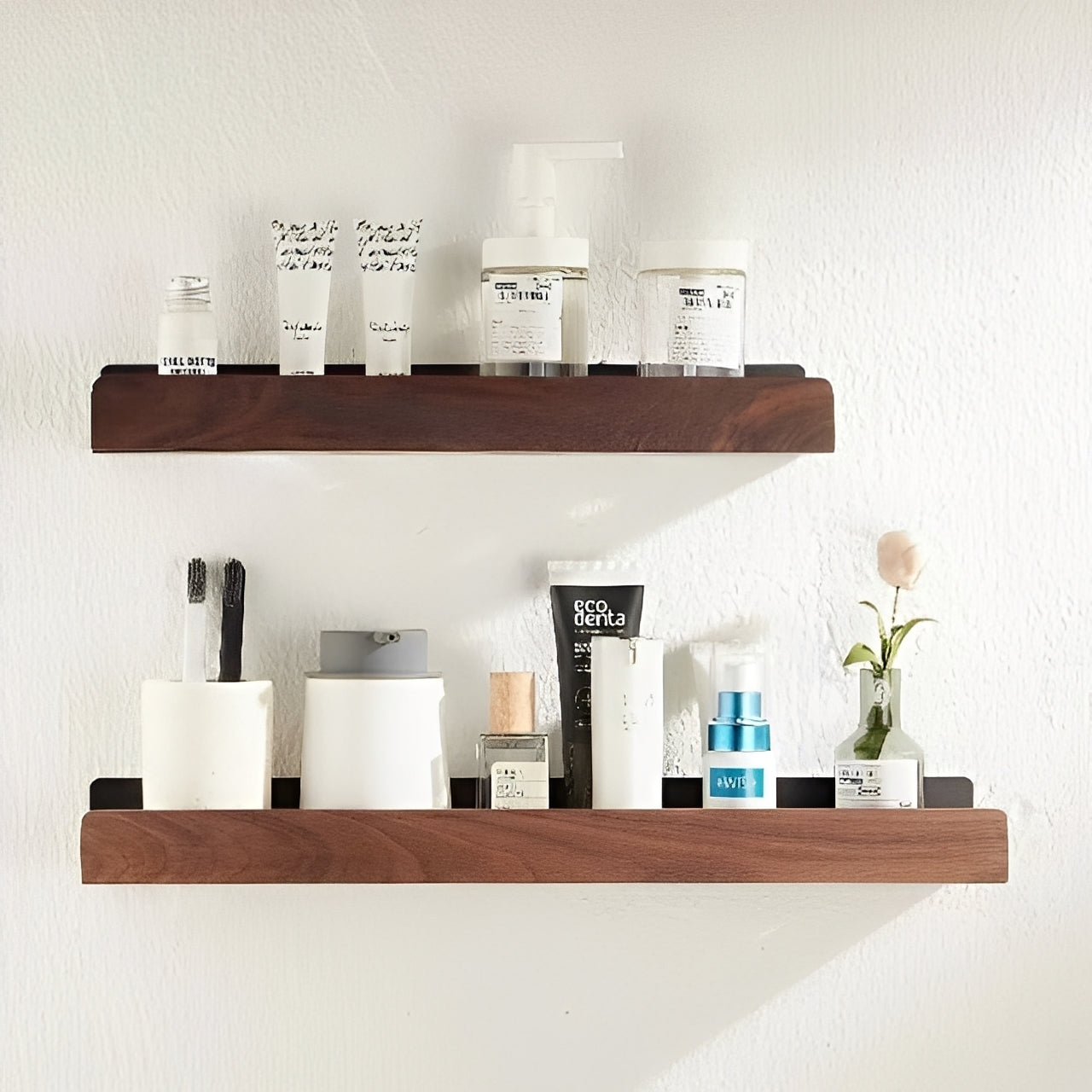 Troy – Elegantes Badezimmeregal aus Massivholz ohne Bohren