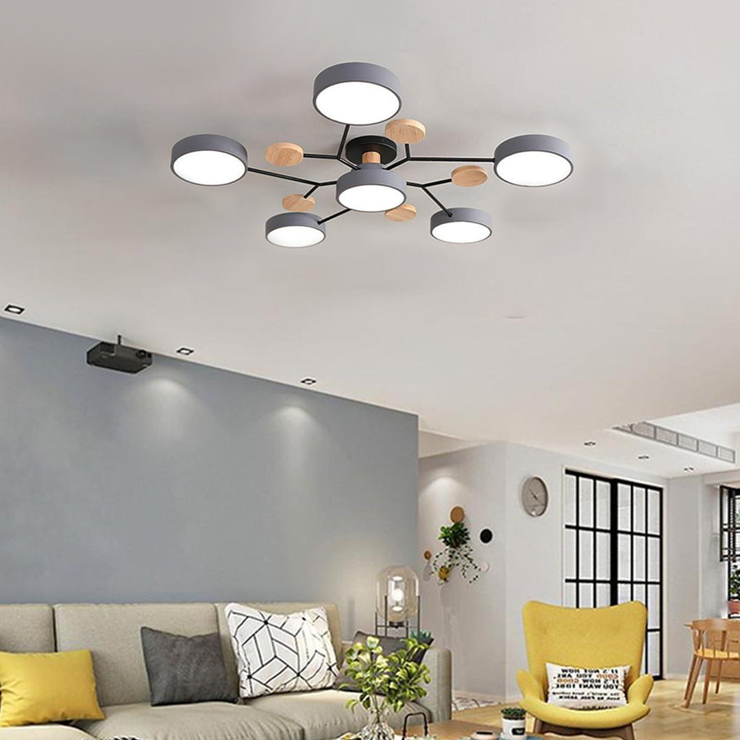 Lina – Kunstvolle Deckenlampe aus Metall und Holz