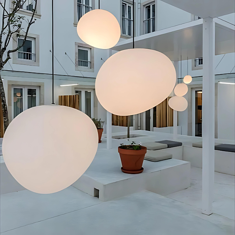 Elina – Hängelampe mit Glas-Kiesel-Design für elegante Lichtakzente