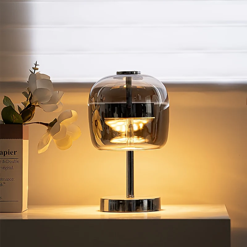 Zayn – Schicke Glas Tischlampe mit einstellbarem LED-Licht und USB-Anschluss