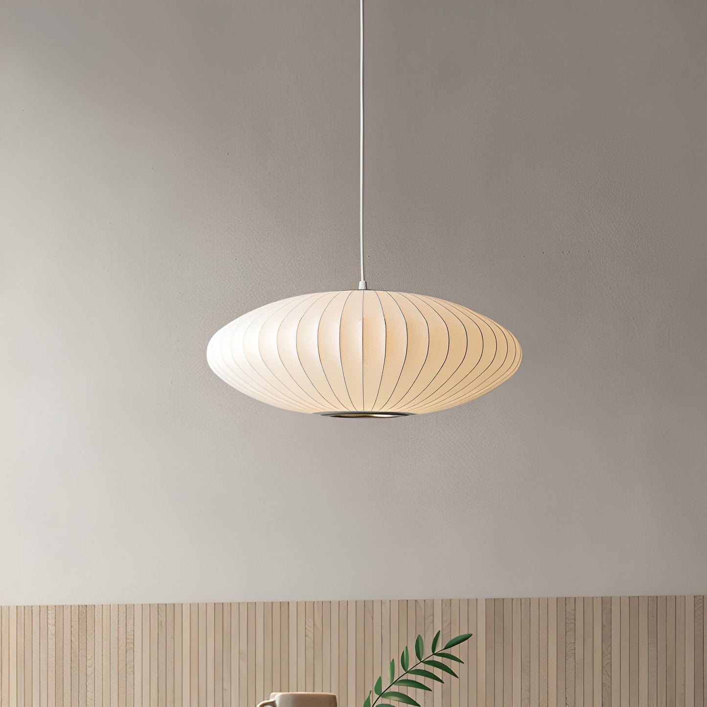 Soluna – Moderne Hängelampe aus Stoff in Weiß
